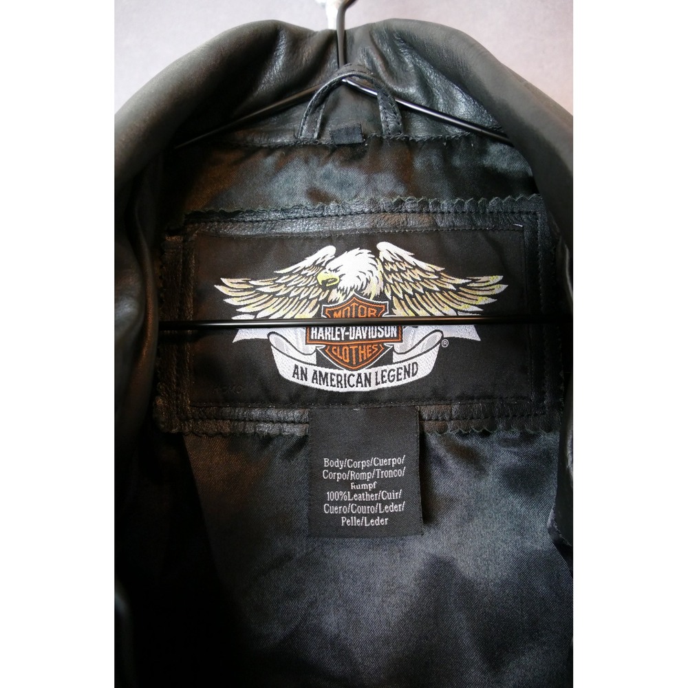 Harley Davidson Motorcycles Mens Black Leather Eagle‎ Graphic Jacket Size XL - Picture 4 of 15